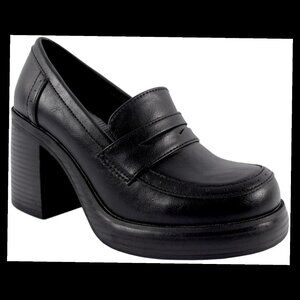JELLYPOP BLACK PLATFORM LOAFER HEEL SHOES